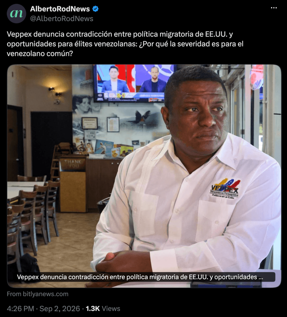 Veppex denuncia contradicción entre política migratoria de EE.UU. y oportunidades para élites venezolanas: ¿Por qué la severidad es para el venezolano común?