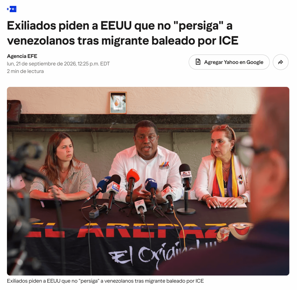VEPPEX and AMAVEX call on the U.S. government to prevent targeted persecution of Venezuelan immigrants following an ICE agent’s shooting of Venezuelan delivery worker Wilber Rafael Garcés Pérez in Austin, Texas.